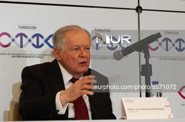 Colombian billionaire Luis Carlos Sarmiento Angel gives a press conference during the inauguration of the CTIC (Treatment and Investigation...