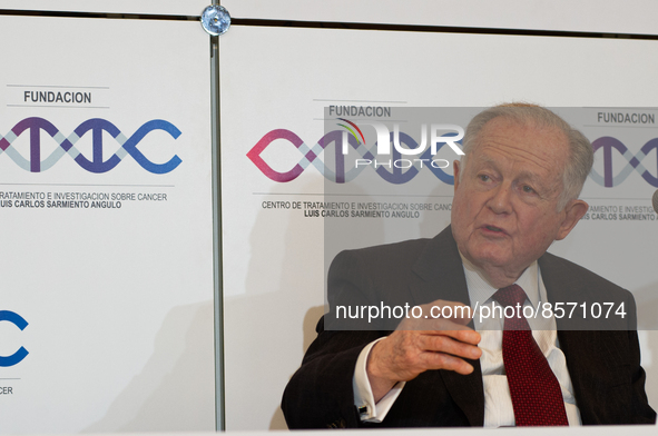 Colombian billionaire Luis Carlos Sarmiento Angel gives a press conference during the inauguration of the CTIC (Treatment and Investigation...