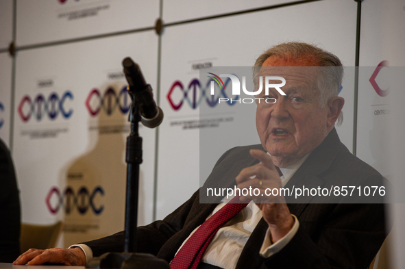 Colombian billionaire Luis Carlos Sarmiento Angel gives a press conference during the inauguration of the CTIC (Treatment and Investigation...