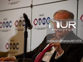 Colombian billionaire Luis Carlos Sarmiento Angel gives a press conference during the inauguration of the CTIC (Treatment and Investigation...