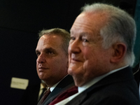 Doctor Rafael Antonio Sanchez Paris, executive director of the CTIC (Left) and Colombian billionaire Luis Carlos Sarmiento Angulo (Right) gi...