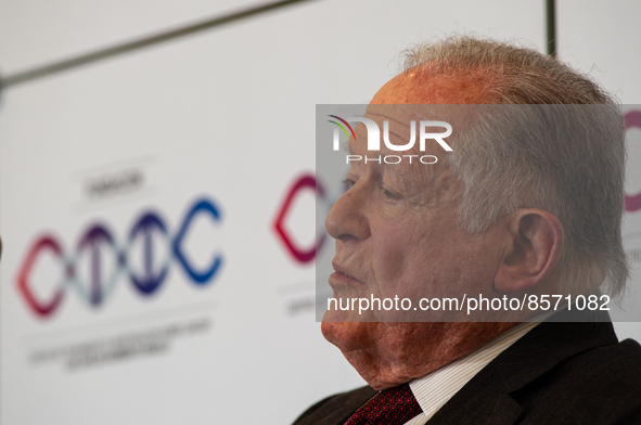 Colombian billionaire Luis Carlos Sarmiento Angel gives a press conference during the inauguration of the CTIC (Treatment and Investigation...