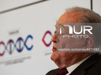 Colombian billionaire Luis Carlos Sarmiento Angel gives a press conference during the inauguration of the CTIC (Treatment and Investigation...