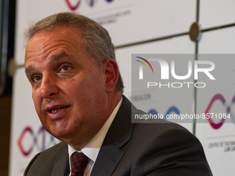 Doctor Rafael Antonio Sanchez Paris, executive director of the CTIC gives a press conference during the inauguration of the CTIC (Treatment...