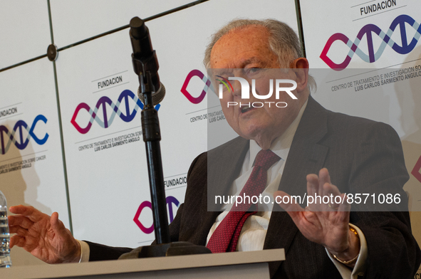 Colombian billionaire Luis Carlos Sarmiento Angel gives a press conference during the inauguration of the CTIC (Treatment and Investigation...