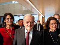 Colombian billionaire Luis Carlos Sarmiento Angulo (Center) and his daughters Adriana Sarmiento (Left) and Maria Claudia Sarmiento (Right) d...