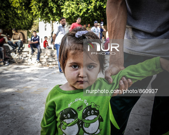 A migrant child, in Kos, Greece, on October 18, 2015. More than 400,000 refugees, mostly Syrians and Afghans, arrived in Greece since early...