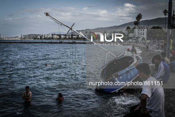 Hundreds of refugees continue to arrive on the Greek Island of Kos from Bodrum, Turkey, on October 21, 2015. Both the local community and la...