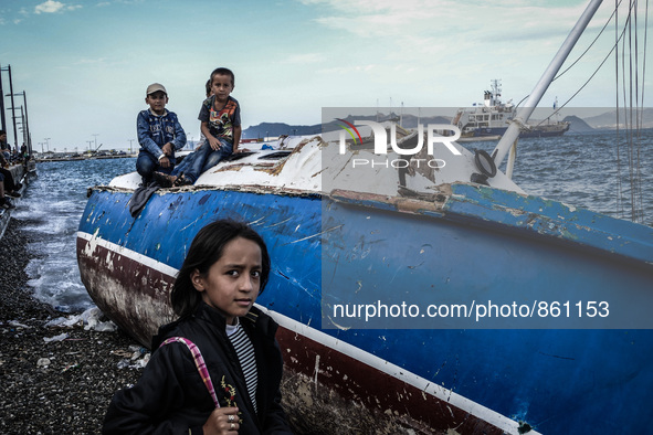 Hundreds of refugees continue to arrive on the Greek Island of Kos from Bodrum, Turkey, on October 21, 2015. Both the local community and la...