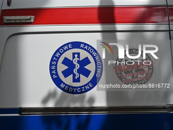 The logo of the State Emergency Medical Services seen on an ambulance parked in the center of Krakow.
According to today's Ministry of Healt...