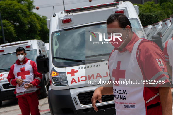 August 02, 2022, Mexico City, Mexico. Mexican authorities renewed 46 ambulance units that were handed over to the Mexican Red Cross. These u...