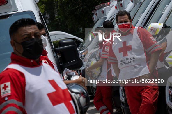 August 02, 2022, Mexico City, Mexico. Mexican authorities renewed 46 ambulance units that were handed over to the Mexican Red Cross. These u...