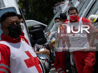 August 02, 2022, Mexico City, Mexico. Mexican authorities renewed 46 ambulance units that were handed over to the Mexican Red Cross. These u...