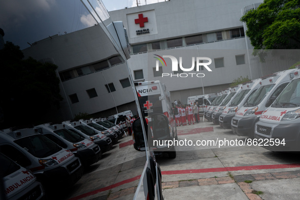 August 02, 2022, Mexico City, Mexico. Mexican authorities renewed 46 ambulance units that were handed over to the Mexican Red Cross. These u...