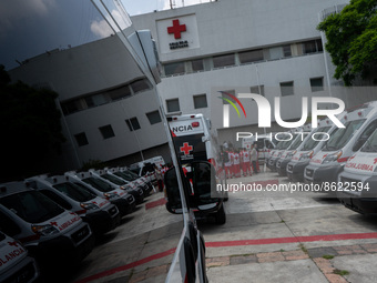 August 02, 2022, Mexico City, Mexico. Mexican authorities renewed 46 ambulance units that were handed over to the Mexican Red Cross. These u...