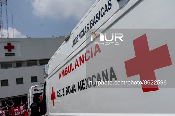 August 02, 2022, Mexico City, Mexico. Mexican authorities renewed 46 ambulance units that were handed over to the Mexican Red Cross. These u...