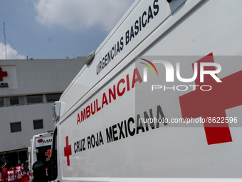 August 02, 2022, Mexico City, Mexico. Mexican authorities renewed 46 ambulance units that were handed over to the Mexican Red Cross. These u...