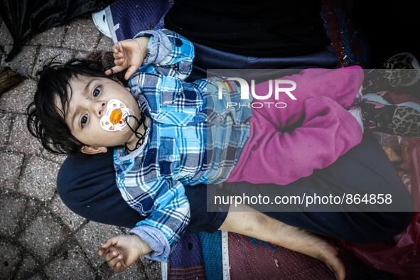 Hundreds of migrants and refugees continue to arrive on the Greek Island of Kos from Bodrum, Turkey, on October 23, 2015. Both the Local com...