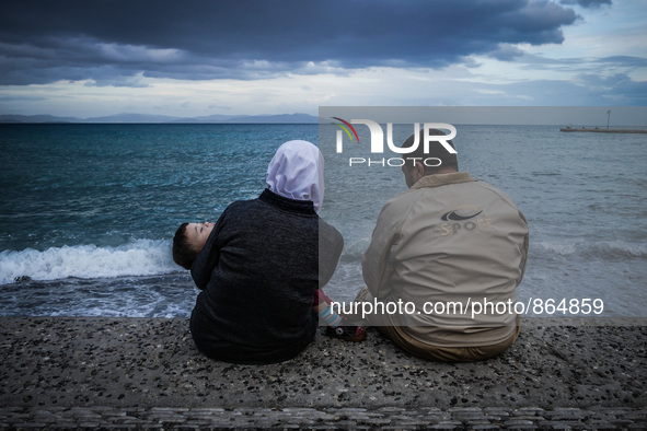 Hundreds of migrants and refugees continue to arrive on the Greek Island of Kos from Bodrum, Turkey, on October 23, 2015. Both the Local com...