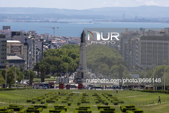 Panoramic view of the city of Lisbon, seen from the surroundings of the Eduardo VII park. 08 August 2022. Portugal recorded 19,643 SARS-CoV-...