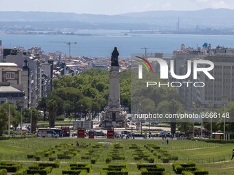 Panoramic view of the city of Lisbon, seen from the surroundings of the Eduardo VII park. 08 August 2022. Portugal recorded 19,643 SARS-CoV-...