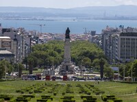 Panoramic view of the city of Lisbon, seen from the surroundings of the Eduardo VII park. 08 August 2022. Portugal recorded 19,643 SARS-CoV-...