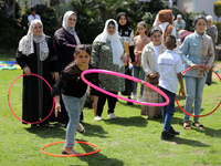 Palestinians participate in a fun day as part of community mental health programs after the latest conflict between Israel and Palestinian m...