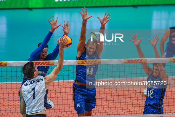 Pasteur Jacob (USA) - Simone Giannelli (Italy) - Gianluca Galassi (Italy) - Mattia Bottolo (Italy) during the Volleyball Intenationals DHL T...