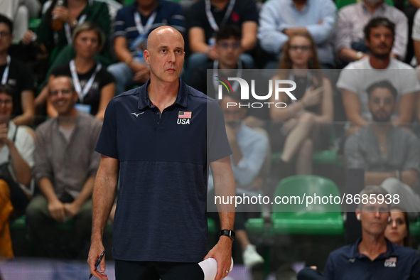John Speraw (USA),  head coach during the Volleyball Intenationals DHL Test Match Tournament - Italy vs USA on August 18, 2022 at the Cuneo...
