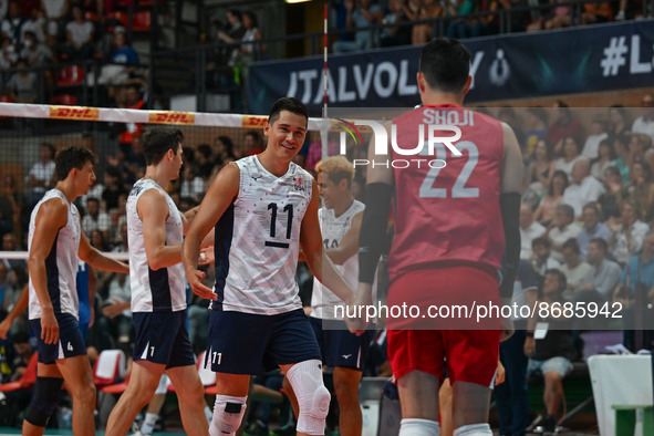 Team Usa, celebrates after scoring a point during the Volleyball Intenationals DHL Test Match Tournament - Italy vs USA on August 18, 2022 a...