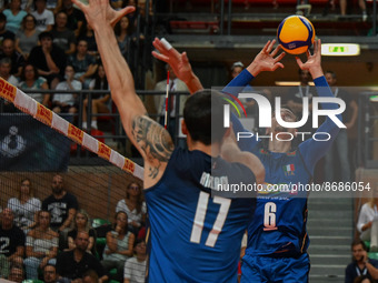 Simone Anzani (Italy) - Simone Giannelli (Italy) during the Volleyball Intenationals DHL Test Match Tournament - Italy vs USA on August 18,...