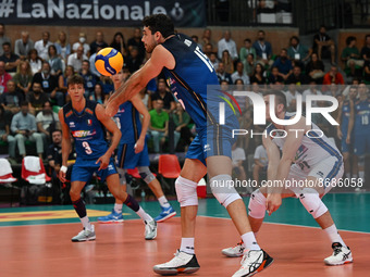 Francesco Recine (Italy) - Daniele Lavia (Italy) - Alessandro Piccinelli (Italy) during the Volleyball Intenationals DHL Test Match Tourname...
