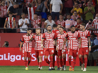 Taty Castellanos Centre-Forward of Girona and Argentina celebrates after scoring his sides first goal during the La Liga Santander match bet...