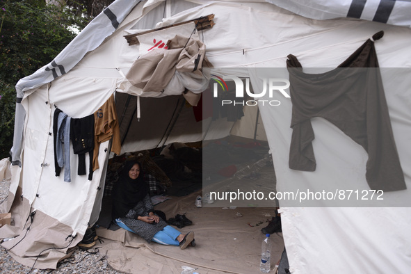 A dormitory for over 20 people set up in Kos camp, near the main Police station, as hundreds of new arrived migrants awaiting on a daily bas...