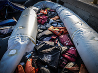 The once pristine coastline of the Greek island of Kos is littered with life jackets, water bottles and dinghies, on October 27, 2015. More...