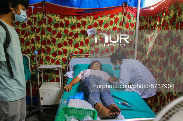 Dengue-infected patients are treated in the premises of the government hospital in Kathmandu, Nepal on August 29, 2022. The number of dengue...