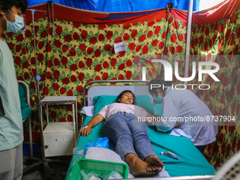 Dengue-infected patients are treated in the premises of the government hospital in Kathmandu, Nepal on August 29, 2022. The number of dengue...