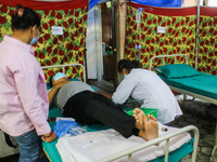 Dengue-infected patients are treated in the premises of the government hospital in Kathmandu, Nepal on August 29, 2022. The number of dengue...