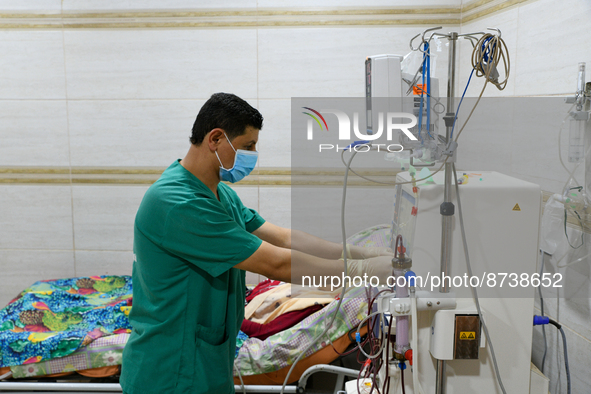 The dialysis center in the village of Qah in Idlib countryside. Where the medical sector in northwestern Syria suffers from a continuous det...