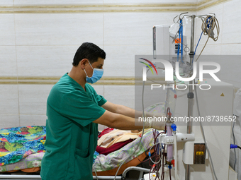 The dialysis center in the village of Qah in Idlib countryside. Where the medical sector in northwestern Syria suffers from a continuous det...