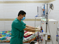 The dialysis center in the village of Qah in Idlib countryside. Where the medical sector in northwestern Syria suffers from a continuous det...