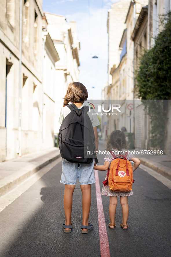 Students back to school in Bordeaux, France, on September 1, 2022. 