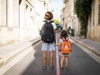 Students back to school in Bordeaux, France, on September 1, 2022. (