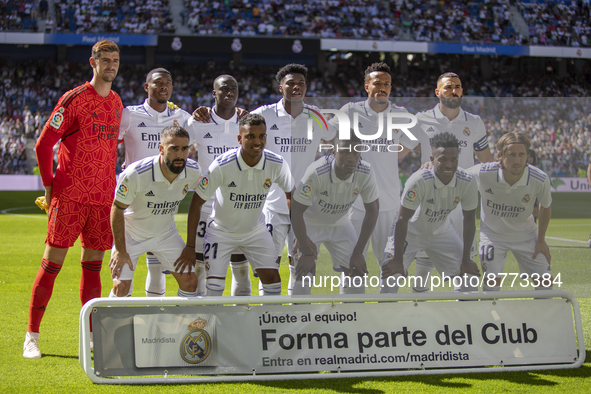 Real Madrid CF players pose prior La Liga Santader match between Real Madrid and Real Betis at Estadio Santiago Bernabeu in Madrid, Spain. 