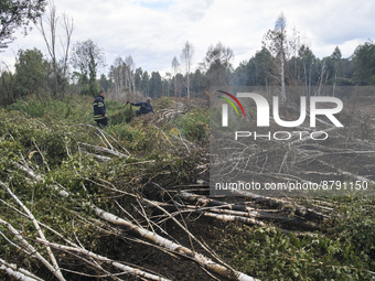 Rescuers are extinguishing Peat soil fires near the village of Sosnivka in the Kyiv Region, Ukraine September 6, 2022 (