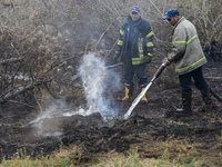 Rescuers are extinguishing Peat soil fires near the village of Sosnivka in the Kyiv Region, Ukraine September 6, 2022 (