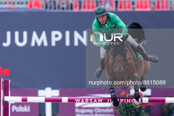 Gerfried Puck (AUT) / Equitron Melody during the Longines EEF Series of Warsaw Jumping CSIO4 , in Warsaw, Poland, on September 9, 2022. 