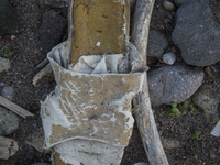 Woman's slip on shoe found near Eftalou on the island of Lesbos.  Shoes found on the beaches and around the Greek island where thousands of...