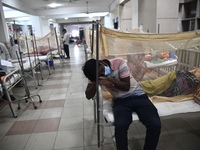 Dengue-infected patients are treated in a special ward of a hospital in Dhaka, Bangladesh on September 14, 2022. Some 389 people with dengue...