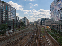 The U.S. Capitol is seen beyond commuter and freight railway tracks in Washington, D.C. on September 14, 2022 as a potential nationwide labo...